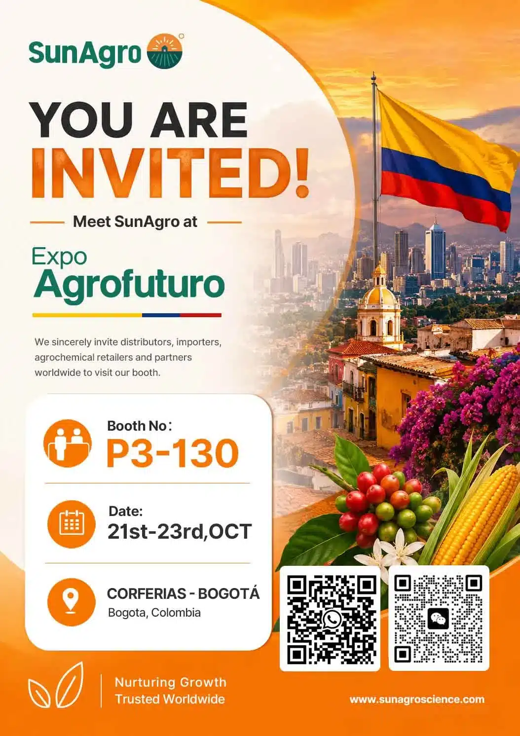 Meet SunAgro at Expo Agrofuturo 2026 10 21 23 in Bogota Meet SunAgro at Expo Agrofuturo 2026 in Bogotá