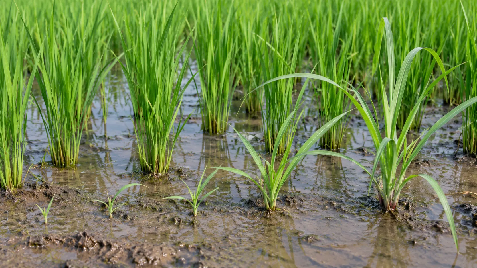 Barnyardgrass-seedlings-at-different-growth-stages-in-rice Barnyardgrass seedlings at different growth stages in rice