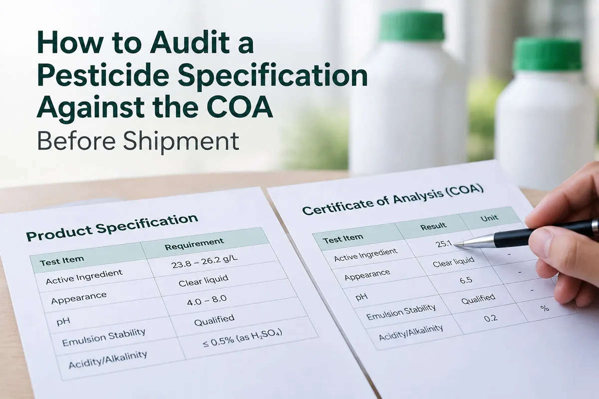 How to Audit a Pesticide Specification Against the COA Before Shipment How to Audit a Pesticide Specification Against the COA Before Shipment